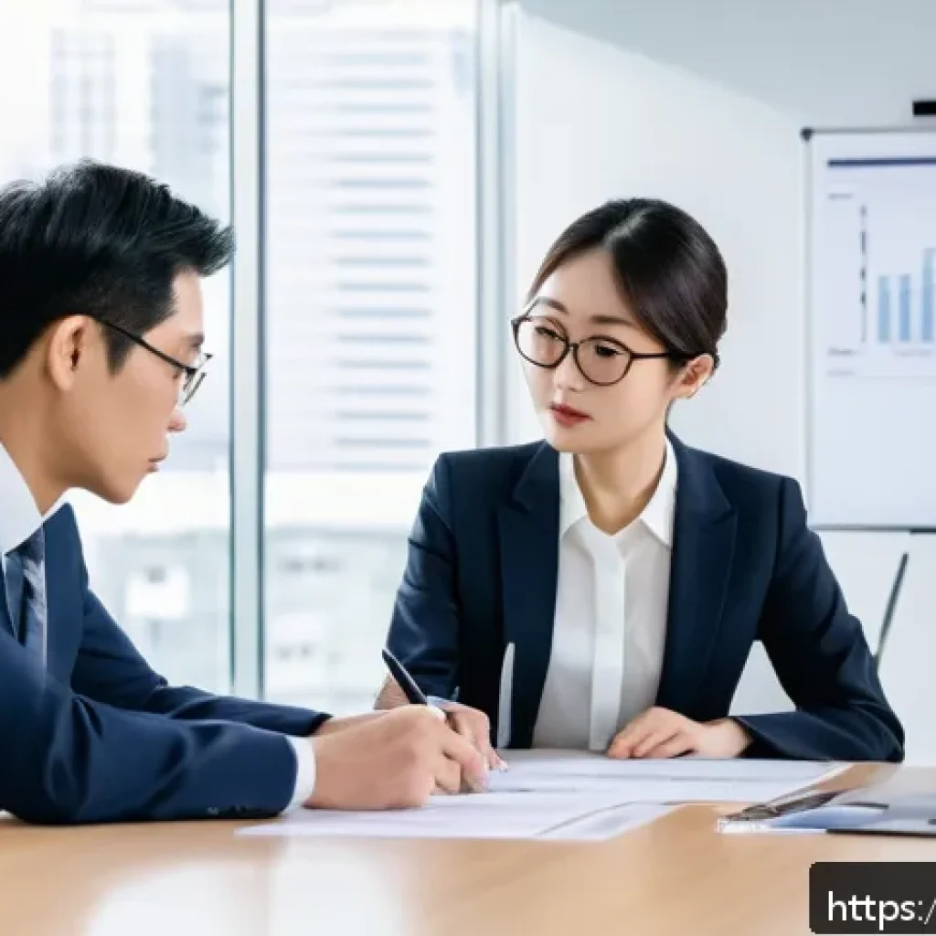 지적재산권 전문가로서 고객 응대 사례 - A modern Japanese office scene showing a diverse team of professionals&mdash;including a young Japanese wo...