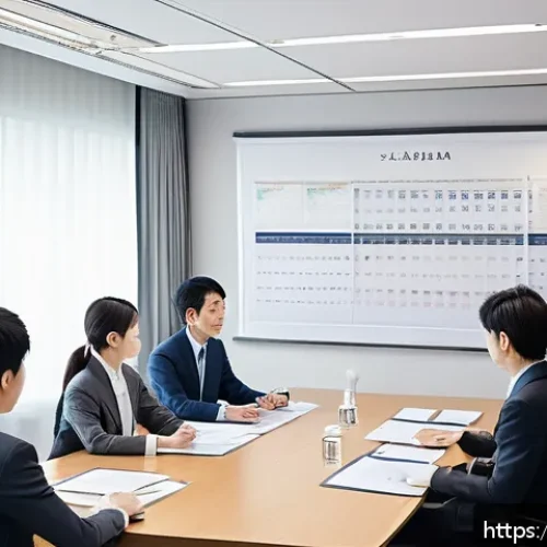 지적재산권 실무에서 빈번한 실수와 해결법 - A modern Japanese office scene showing a diverse team of professionals in a bright meeting room, eng...